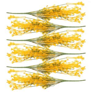 Kwiaty dekoracyjne 6pcs sztuczna żółta symulacja rzemiosła kwiat po rośliny proponowe na domowe przyjęcie weselne