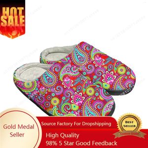 Hausschuhe Böhmen Mandala Blumendruck Startseite Baumwolle Herren Damen Plüsch Schlafzimmer Lässige Warmhalteschuhe Thermo-Slipper Benutzerdefinierter Schuh