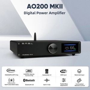 SMSL AO200 MKII HIFIデジタルアンプBluetooth 5.0 MA5332チッ​​プ高電力ステレオアンプXLR/RCA/USB/バランスインプットSDBサウンド