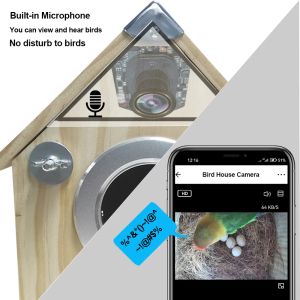 4MP Tuya Bird Houses Pet Birds Activity for Pet Birds Active Remote View Wathing Withing Wooden Care Nest Box Day Night Vision