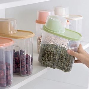 Garrafas de armazenamento de plástico selado jar cozinha grande comida e grãos diversos pequena caixa coberta