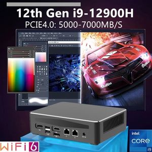 2023 Nyaste Mini PC Intel I9 12900H i7 12700H 14 Core Gaming Desktop Computer Win11 OS PCIe 4.0 2LANS 2XHDMI DP1.4 TYP-C WIFI6