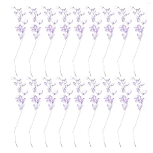 Decorative Flowers 50Pcs Artificial Flower Beads Stems Bead Drop Branches Wedding DIY Crafts Bride Cake Bouquets Decoration ( Purple