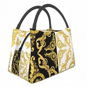Греческий орнамент в стиле барокко GoldenMeander Meandros ВИНТАЖНЫЕ изолированные сумки для обеда для женщин Водонепроницаемый охладитель Термальный ланч-бокс r2ND #