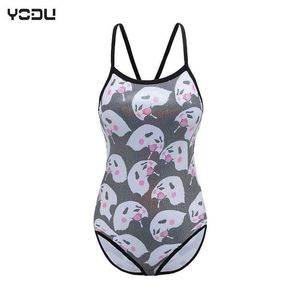 2024 novo panda impressão quente estampado maiô de uma peça sexy e bonito volta treinamento profissional corrida maiô primavera quente