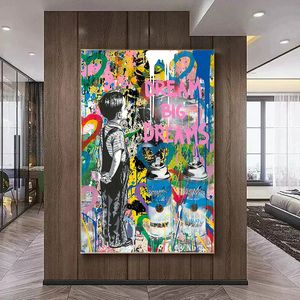 Banksy Graffiti Street Pop Art Funny Famous Portrait Abstract Canvas Painting Poster Print Wall Picture Living Room Home Decor