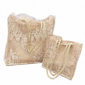 FI LACE DESIGN AXPAILT PAG KVINNSENS HANDBAGS PURSE Kvinnlig Casual broderad ihålig Tote Ladies Vintage Floral Shop Bag 16xx#