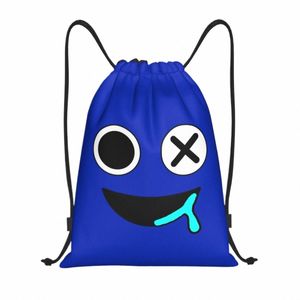 Personalizado Blue Face Rainbows Amigo Drawstring Bag Mulheres Homens Leve Video Game Sports Gym Storage Backpack p9Rz #