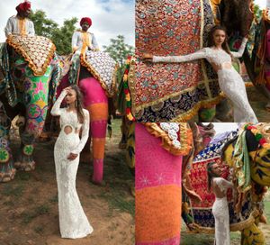 2019 Lior Charchy India Brautkleider abiti da sposa Juwelenausschnitt Langarm Meerjungfrau Brautkleid Plus Size Strandhochzeitskleid8404238