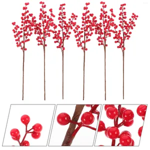 装飾的な花6 PCSブーケ飾りベリーステムシミュレーション人工クリスマスツリー装飾フォーム偽の枝のピック