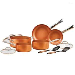 Set di pentole Andralyn Copper Chef Set di padelle antiaderenti da 10 pezzi con pentole e padelle CeramiTechcookware