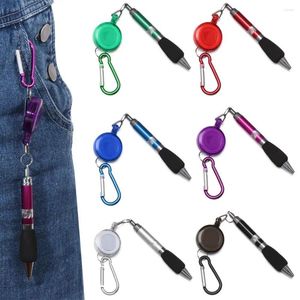 Key Chain Metal Retractable Ring Lanyard Pull Rope Easy Buckle Pen Writing Tools Neutral Ballpoint