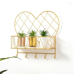 Decorative Plates Modern Nordic Decoration Hanging Gold Home Metal Storage Wall Shelf For Bedroom