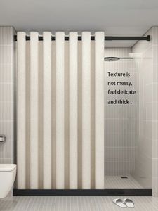 K-Water, современные занавески для душа, утолщенная льняная водонепроницаемая ткань, однотонная занавеска для ванной комнаты, роскошные крючки для ванной комнаты, 240320