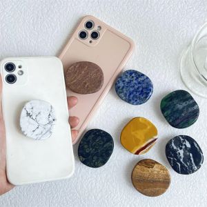 Glänsande naturliga marmor vikbara grepp tok elastisk socket telefonhållare Griptok finger ring prata universell hållare för iPhone
