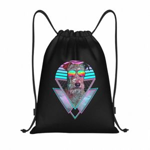 Irish Terrier Dog Vintage Retro Vaporwave Beach Vi Drawstring Bags Gym Bag Quente Leve 50aH #