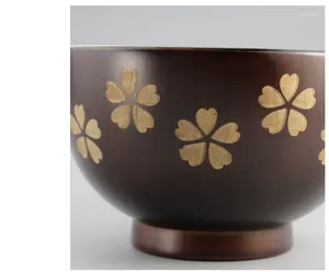 Bowls 1PC Healthy Serving Bowl Jujube Wood Decorative Nature Cherry Blossoms Printed Rice LC 014