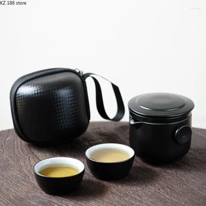 Teaware Sets Travel Tea Set Outdoor Car Quick Cup One Pot Two Cups Mini Portable Bag Filter