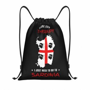 sardinia Is My Therapy Drawstring Backpack Women Men Gym Sport Sackpack Portable Italy Flag Italia Pride Training Bag Sack s8gV#