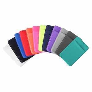 elastic Universal Cellphe Wallet Case Lycra Card Holder Credit ID Card Holder Pocket Fi Self-Adhesive Sticker Card Bag 3782#