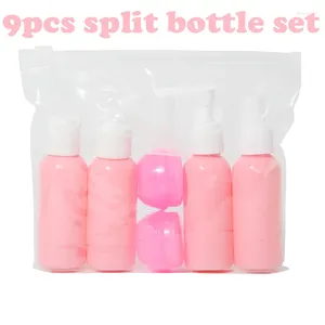 Lagringsflaskor 9 st/set Portable Travel Refillable Bottle Parfym Spray Lotion Shampoo Dusch Gel Bottling Cosmetic tom flytande behållare