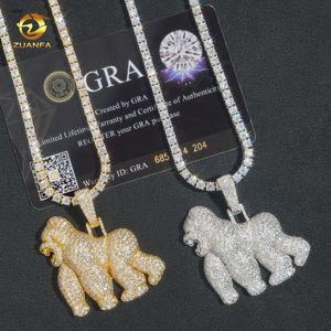 Designer smycken Hot Selling New Design Full Diamond Hip Hop King Kong Luxury 925 Sterling Silver Iced Out Moissanite Gorilla Pendant
