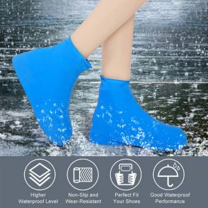 2Pcs Waterproof Non-slip Silicone Shoe High Elastic Wear-resistant Unisex Rain Boots for Outdoor Rainy Day Reusable Shoe Cover