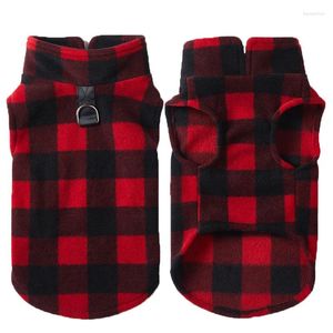 Одежда для собак, флисовый жилет, красная решетка, теплые повседневные товары для домашних животных, удобное пальто Polar XL для мопса Йорка, зимняя футболка