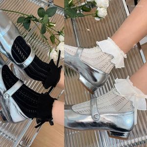 Women Socks Womens Lace Trim Ankle White Eyelet Girl Campus Bowknot