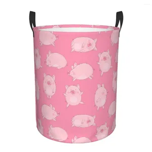 Laundry Bags Foldable Basket For Dirty Clothes Cute Pink Pigs Storage Hamper Kids Baby Home Organizer