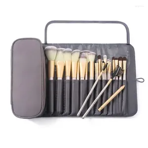 Kosmetiska väskor 2024 Sober och elegant researrangör Makeup Borstar Fold Tools Rolling Women Brush Bag