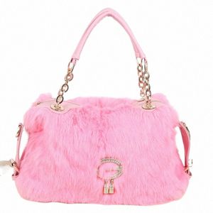 new Real Rabbit Women Bag Crossbody Bags For Designer Fur Bag Woman Shoulder Bag Ladies Chain Fi Luxury Handbag l8Zp#