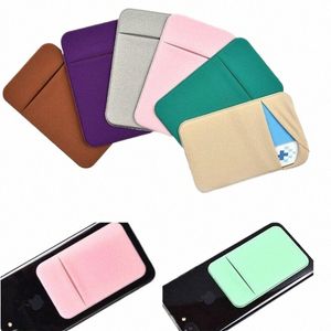 1pc Fi Elastic Cell Phe Card Holder Mobile Phe Wallet Case Credit ID Card Holder Adhesive Sticker Pocket k4mj#