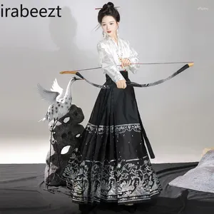 Vestidos de trabalho hanfu feminino estilo chinês saia cavalo conjunto diário ropa tradicional china hombre roupas tradicionais para mulher
