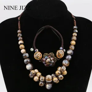 Pendants Fashion Ceramic Beads Ethnic Style Necklace Bracelet Handmade Long Colorful Chain DIY Jewelry NINE JIZZ