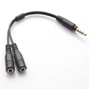 Y divisor de áudio estéreo de 3.5mm, 1 macho para 2 fêmeas, cabo para fone de ouvido, microfone, mp3, mp4, adaptador de tomada, um ponto, dois jack, 20cm