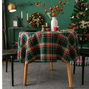 Table Cloth Christmas Printed Decorative 50%Cotton Linen Round Tablecloth With Oilproof Thick Rectangular Dining Cover