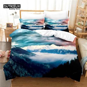 Conjuntos de cama Montanhas e Rios Conjunto 3 Pcs Capa de Edredão Macio Confortável Respirável Para Quarto Decoração de Quarto de Hóspedes