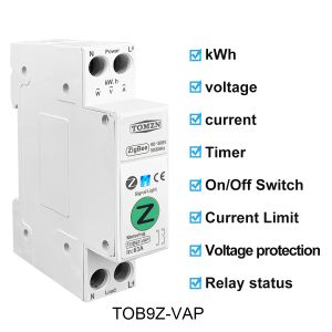 TOMZN Zigbee 63A 1P+N WIFI Smart Switch Energy Meter Kwh Metering Monitoring Circuit Breaker Timer Relay MCB TUYA smartlife