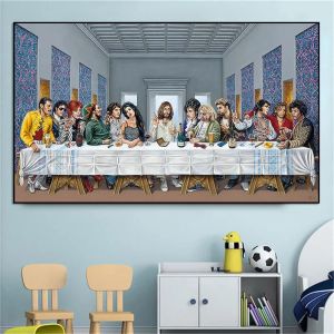 有名な歌手スターフレディ・マーキュリー最後の夕食のキャンバス絵画ヴィンテージウォールアートポスタープリント画像室の家の装飾