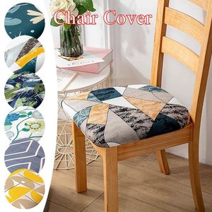 Chair Covers Printed Dining Room Cover Modern Simplicity Spandex Removable Washable Elastic Cushion For Home El