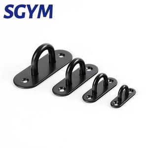 1st Black Stap Ring Wall Hook Heavy Duty Fixed Pad Eye Plate Deck Door Buckle U-formad tung takmonterare