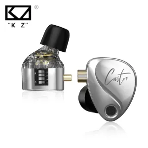 Fones de ouvido KZ Castor Hifi Fones de ouvido 2 dinâmicos intra-auriculares de alta qualidade com armadura balanceada ajustável com fio Fones de ouvido com cancelamento de monitor IEMS