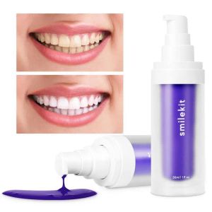 Ny V34 Purple Color Corrector Tandkräm 30 ml Instant leende ljusare emalj Reparera färskt andfådda tänder tandkräm