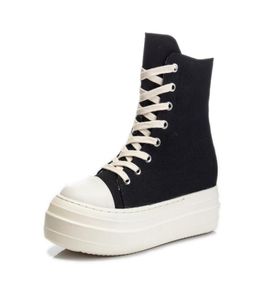 Women Boots Canvas Shoes Trainers Band Platform Boots ارتفاع زيادة Zip Hightop Shoes7213412