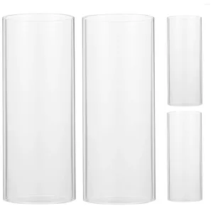 Titulares de vela 4 pcs sombra simples tampa de vidro transparente recipiente alto cilindro de borosilicato