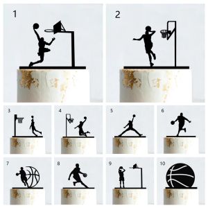 Basketball Happy Birthday Cake Topper Acrylic Wood Sports Style Dunk Ball Team Unique Party Cake Decor Supplies