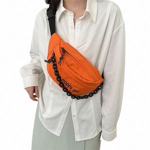 Поясная сумка с толстой цепочкой для женщин, повседневная белая, черная, оранжевая оксфордская поясная сумка, модная дорожная нагрудная сумка, банановые поясные сумки, женские T9GU #