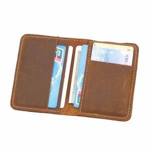 crazy Horse Genuine Leather Men Card Holder Wallet ID Credit Busin Card Case Holder Vintage Male Small Mini Slim Wallets p8gL#