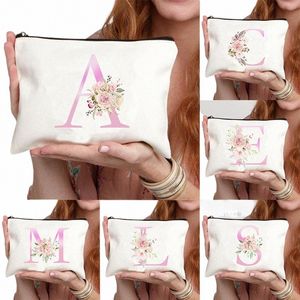 26 Pink Initials Women Cosmetic Bag Bride's Toilet Makeup Pouch Cosmetic Case Bridesmaid Gift Bachelorette Party Gifts Lady Bags B6xj#